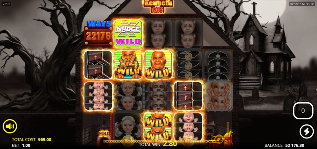 Beefiest Spins bonus round in Kenneth Must Die with sticky xNudge wilds and multipliers